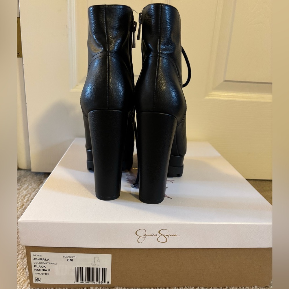 Jessica Simpson Black Imala Lace-Up Platform Ankle Booties - Picture 6 of 12